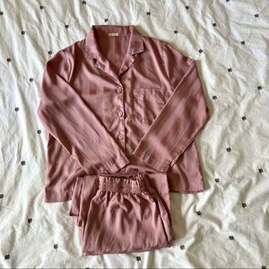 Women's rose satin long pajamas set